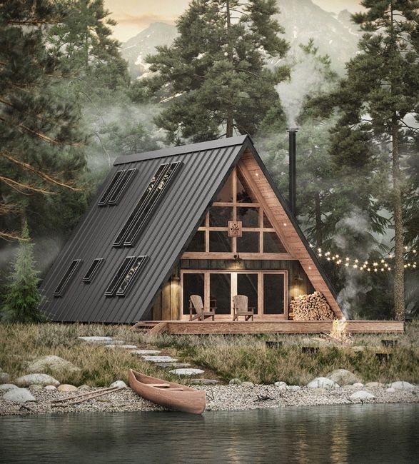 triangle slope roof-swiss cottage small and modern